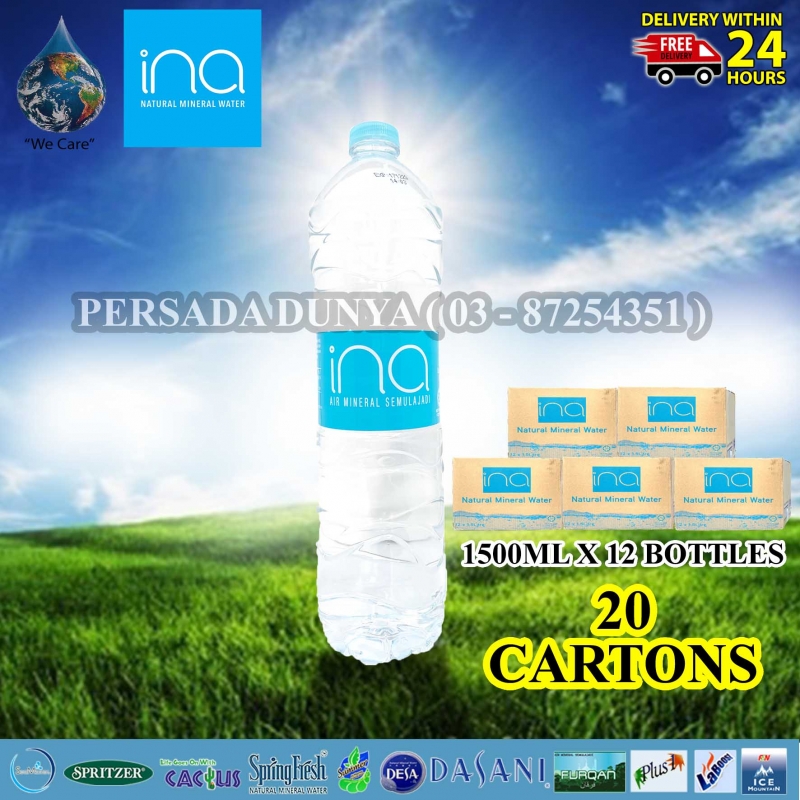 PACKAGE OF 20 CARTONS : INA MINERAL WATER 1500ML X 12 BOTTLES