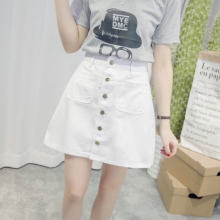 Spring and Summer Korean Style Skirt-WHITE