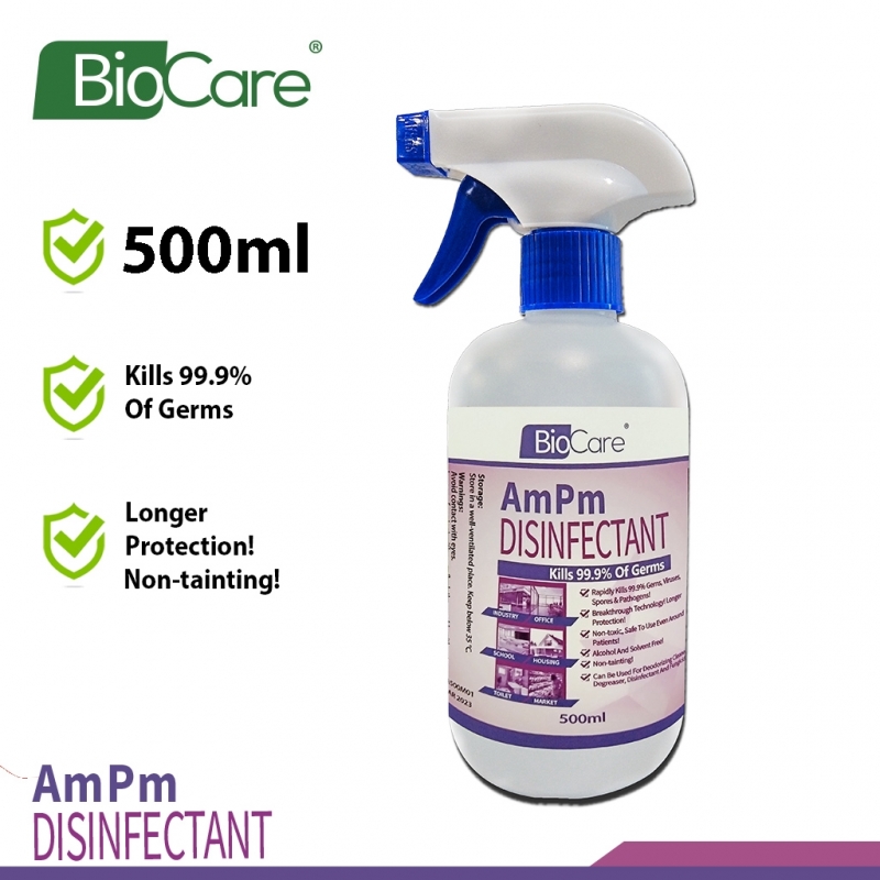 [Ready Stock] 500ml Biocare AmPm Disinfectant Liquid Spray Kills 99.9 Gems