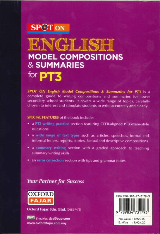 (OXFORD FAJAR)SPOT ON ENGLISH MODEL COMPOSITIONS&SUMMARIES FOR PT3 2020