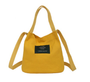 Yellow Canvas Label Tote Bag