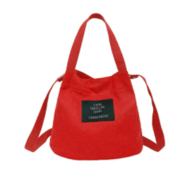 Red Canvas Label Tote Bag