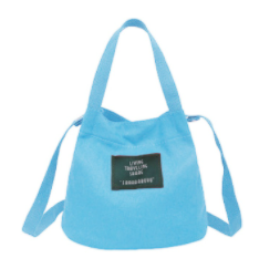 Light Blue Canvas Label Tote Bag