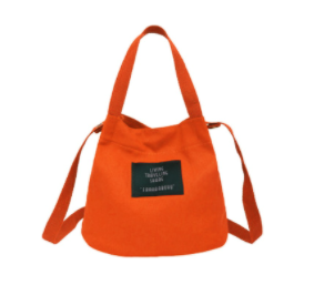 Orange Canvas Label Tote Bag