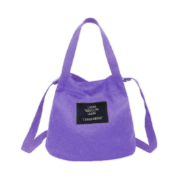 Purple Canvas Label Tote Bag