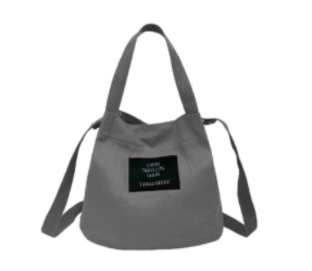 Dark Grey Canvas Label Tote Bag