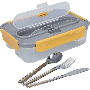 (KitchenCraft)KitchenCraft Sealed Bento Box with Cutlery (Mustard Yellow)
