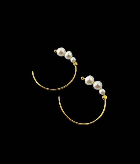 KOREAN STYLE SHELL PEARL GILDED EARRINGS