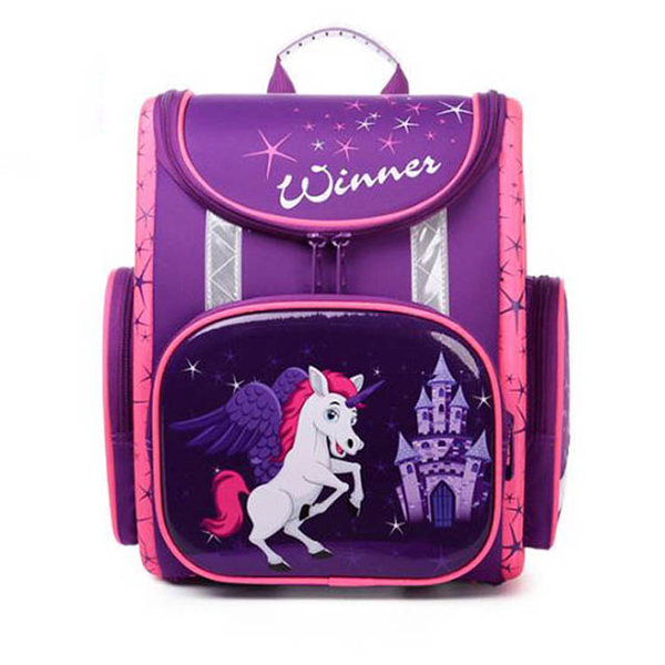 (JoyCo)Russian Koko Miller Three-dimensional Decompression Spine Lightweight Primary School Bag-Purple Pony