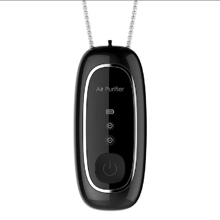 Air Purifier Necklace Personal Hanging Necklace with Negative Ion Air Freshener USB Portable No Radiation for Adults Kids (Black)