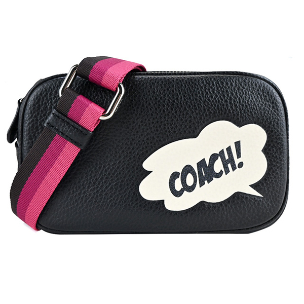 (coach)COACH MARVEL Co-branded Comics Pair White Wind Cowhide Waist/Crossback Dual-use Bag (Black)