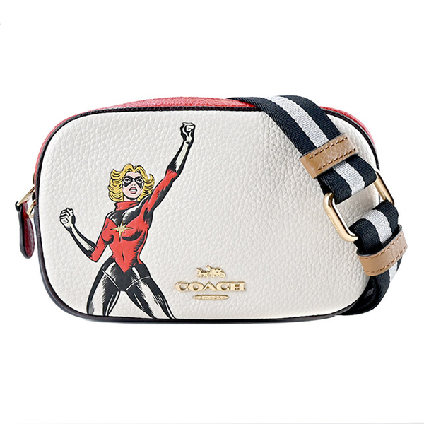 (coach)COACH MARVEL Co-branded Surprise Superwoman Cowhide Waist / Crossbody Bag (Red X White)