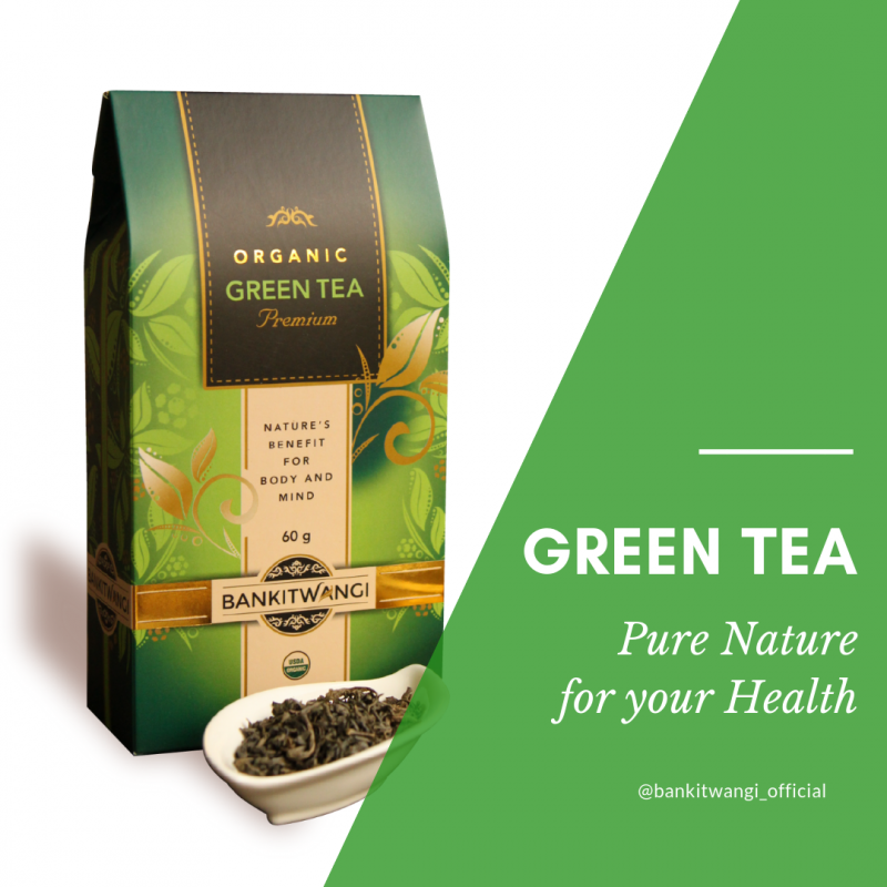 Green Tea Organic 60g (12sachet) Loose tea Imported from Indonesia by Bankitwangi