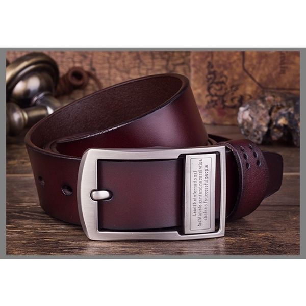 ZK2001BR classic needle-punch leather belt belt brown (for waist circumference in 22-42吋)