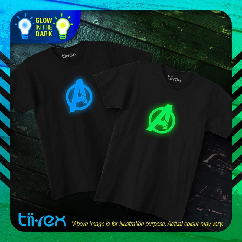 Comics Series Heroes Avengers Blue & Green Glow In Dark Unisex Round Neck T Shirt
