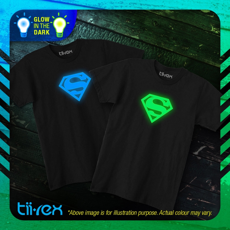 Comics Hero Super Man Blue & Green Glow In Dark Unisex Round Neck Cotton T Shirt