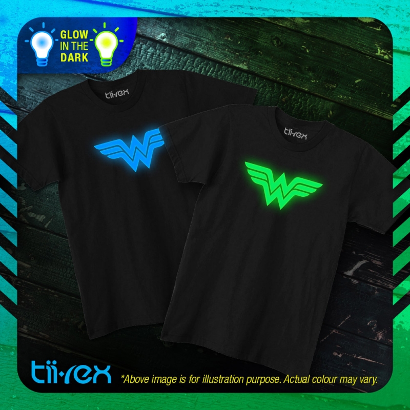 Comics Wonderwoman Super Hero Blue & Green Glow In Dark Unisex Round Neck T Shirt