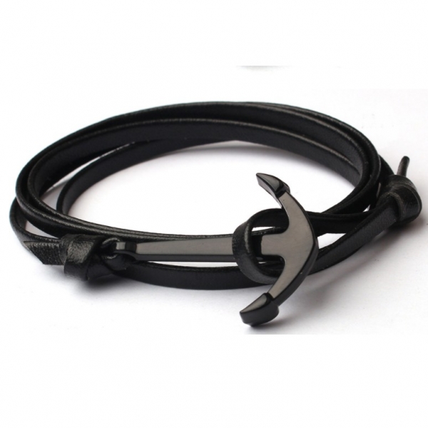 Bracelet leather braided leather bracelet rope alloy men's fish hook anchor Korean braid