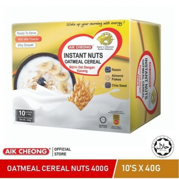 AIK CHEONG Instant Oatmeal 400g (40g x 10 sachets) - Nuts [BOX]