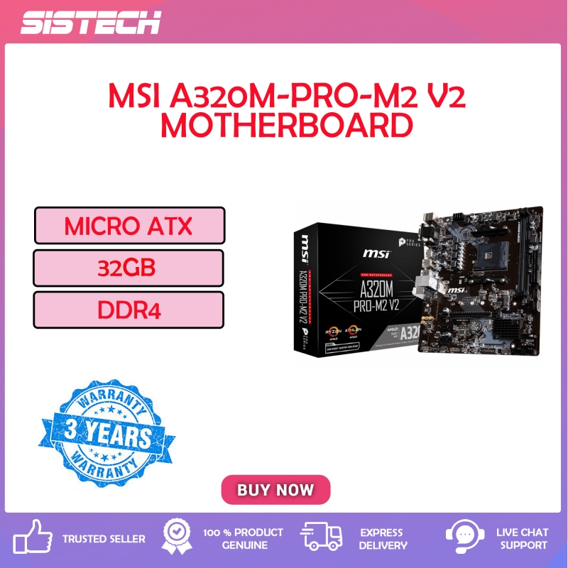 MSI A320M PRO M2 V2 Motherboard AMD AM4