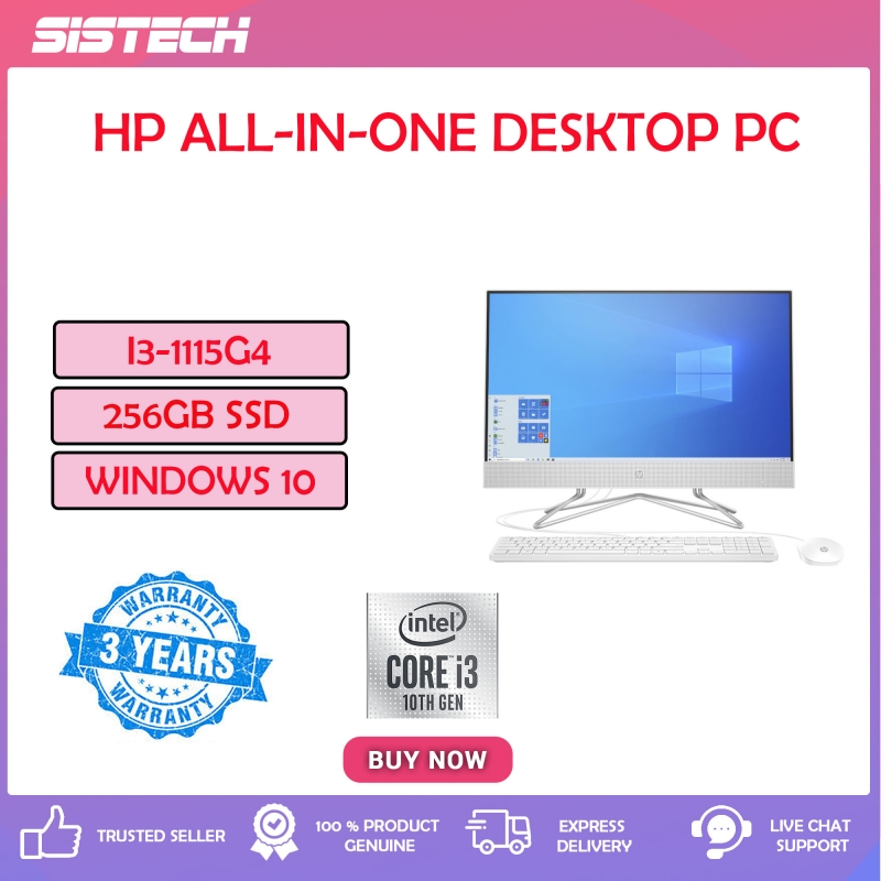 HP 24-Df1133D 23.8'' FHD All-In-One Desktop PC Snow White ( I3-1115G4, 4GB, 256GB SSD, Intel, W10 )