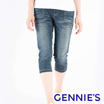 (Gennies)Gennies Chini classic brush color one-piece denim pants - blue (T4F65)