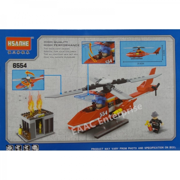 6554 Fire Fight Fire Rescue Helicopter Building Blocks 255pcs