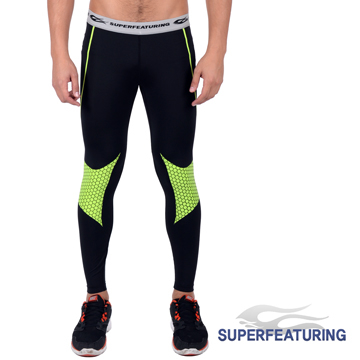 (SUPERFEATURING)[SUPERFEATURING] professional treadmill three sports compression tights bright green iron Hicolor