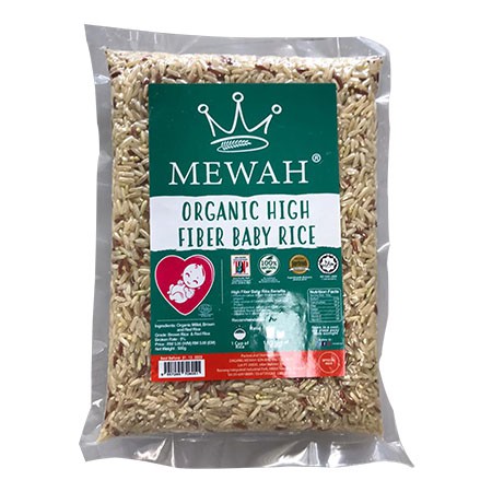 Mewah Organic High-Fiber Baby Rice 500g
