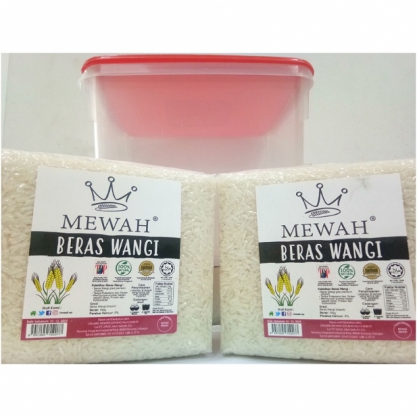 Mewah Beras Wangi 750g Twin Pack Bundle With Container