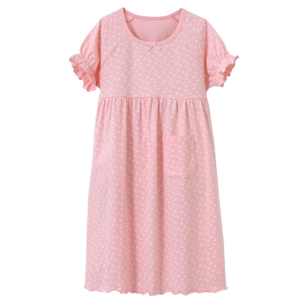 [Ubee selection] high quality sweet princess sleeve love print children's dress pajamas - pink