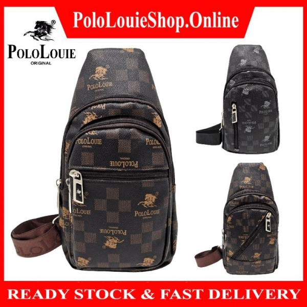 Original Polo Louie Men Luxury PU Leather Fashion Chest Bag Sling Bag Side Backpack