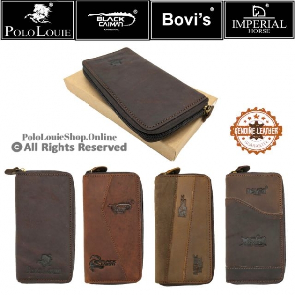 100 % ORIGINAL Brand Men\'s Genuine Cow Leather Full Zip Long Wallet Clutch Bag