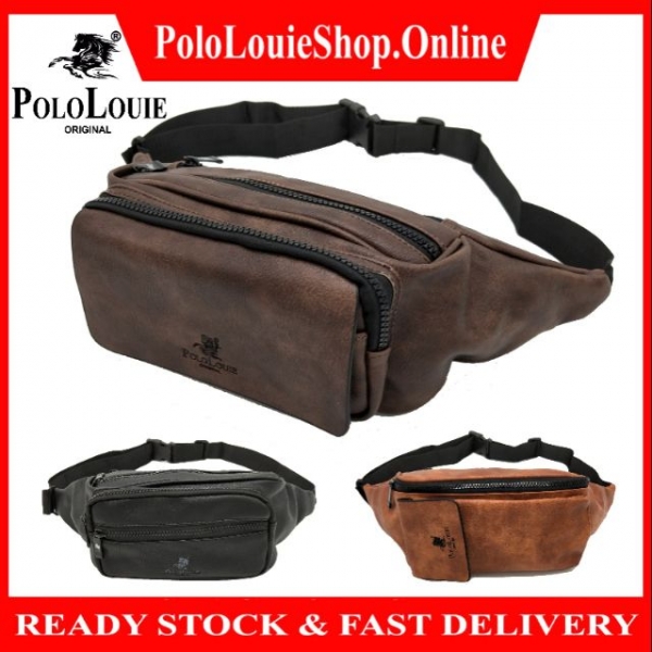 Original Polo Louie TOP Men Luxury Leather Waist Pack Phone Pouch Travel Chest Bag