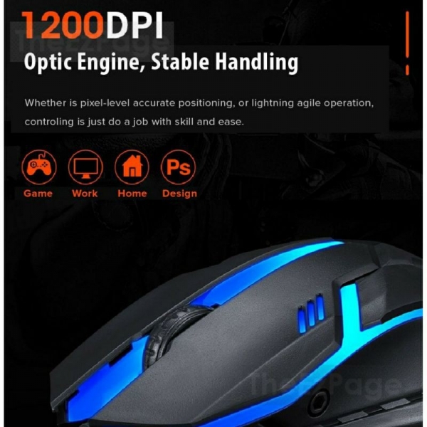 T-WOLF V1 WIRED GAMING MOUSE RGB GAMING MOUSE 1200DPI FRAME RATE 4000 FRAME SECOND PUBG COUNTER STRIKE COD GAME MOUSE