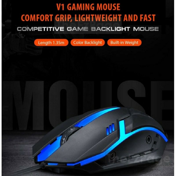 T-WOLF V1 WIRED GAMING MOUSE RGB GAMING MOUSE 1200DPI FRAME RATE 4000 FRAME SECOND PUBG COUNTER STRIKE COD GAME MOUSE