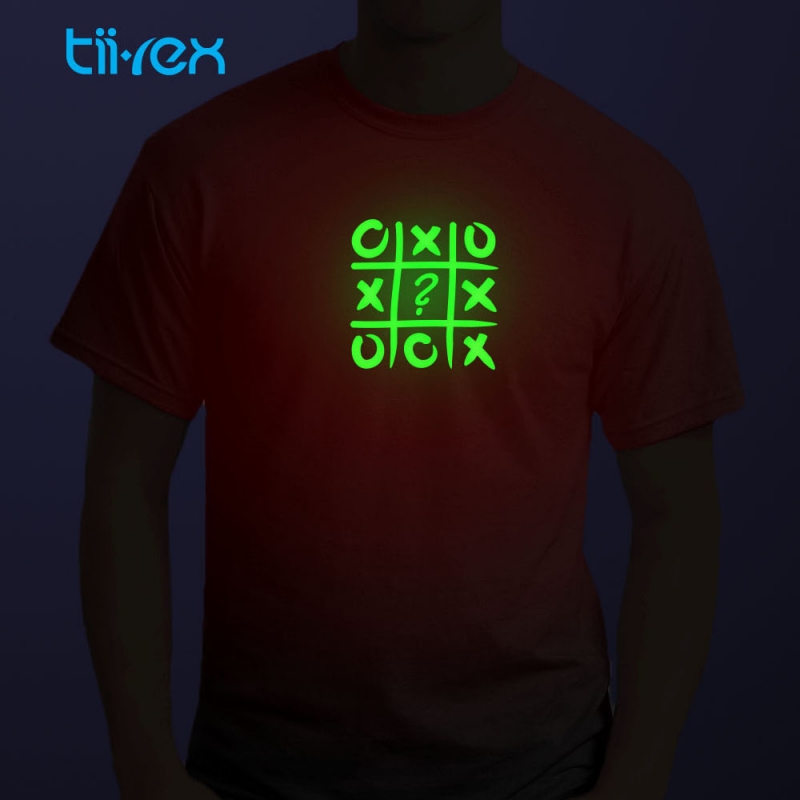Tii-Rex OX Year CNY Tic Tac Toe Creative Glow In Dark Unisex Round Neck Graphic Red T Shirt