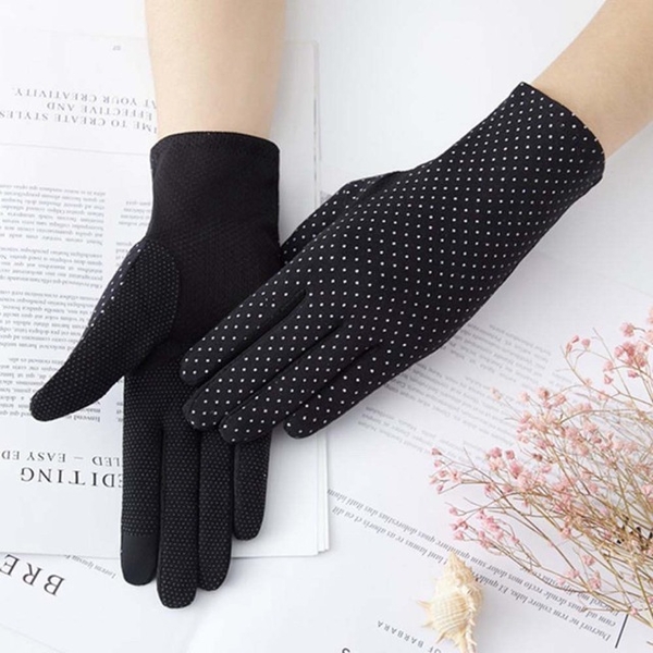 Thin cool breathable touch screen sunscreen gloves-black