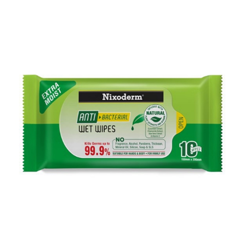 Nixoderm Anti-Bacterial Wet Wipes (10\'s)