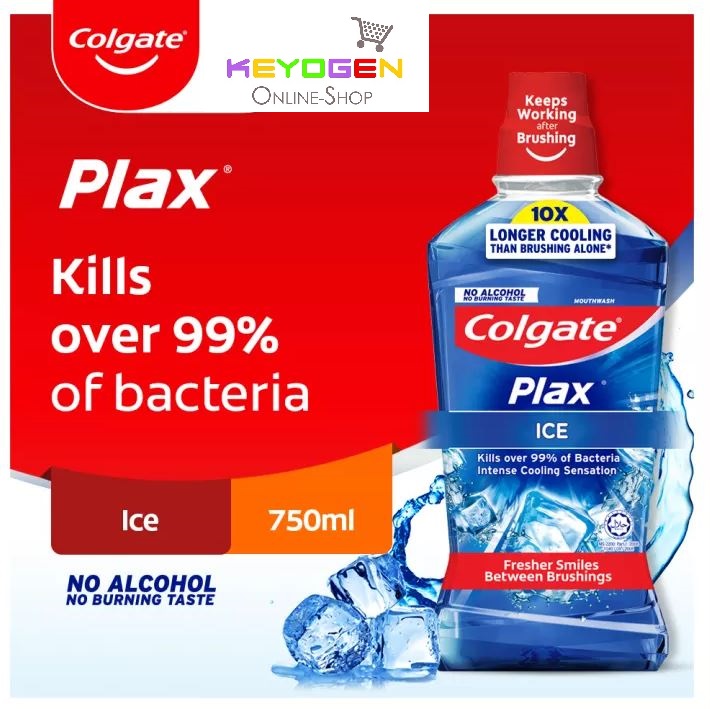Colgate Plax Ice Mouthwash (750ml - 1 UNIT) [Kills over 99.9% Bacteria] FREE 1PC COLGATE SOFT TOOTHBRUSH
