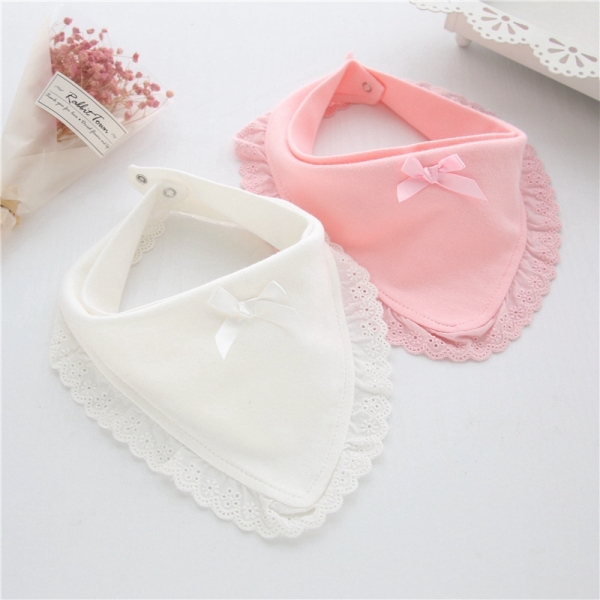 [READY STOCK] Baby bib baby baby cotton saliva towel mesh lace princess waterproof bib