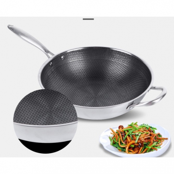 Frying pan 34cm Non Stick 304 Stainless Steel Wok Cooking Pan NEW 6th generation Pan Memasak 防刮不粘锅 （第六代）