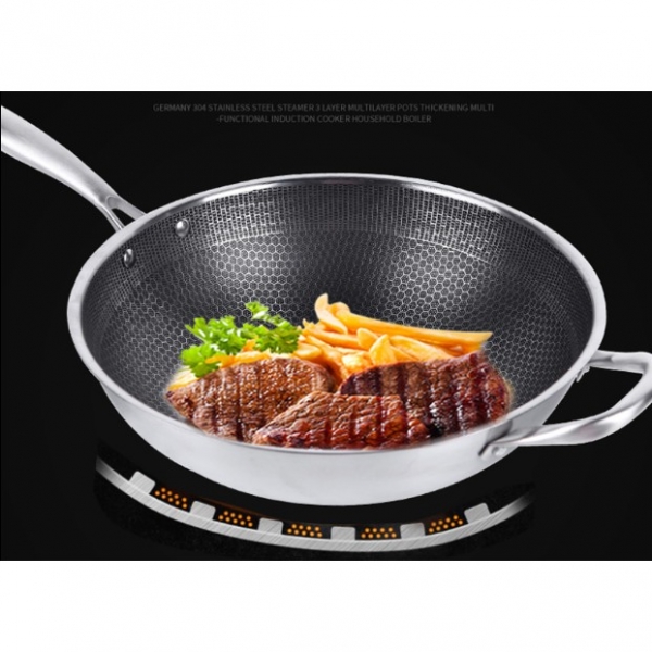 Frying pan 34cm Non Stick 304 Stainless Steel Wok Cooking Pan NEW 6th generation Pan Memasak 防刮不粘锅 （第六代）