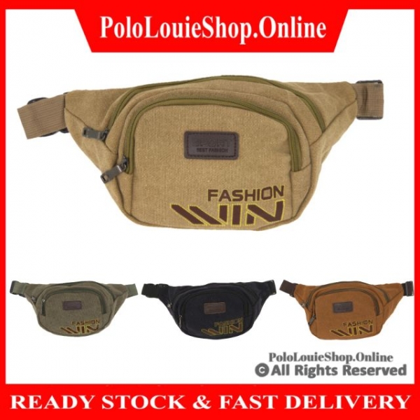 [Ready Stock] Unisex Canvas Chest Bag Pouch Bag Waist Pack Sport Casual