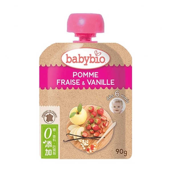 【Babybio, France】Vitality Apple and Strawberry Puree 90g