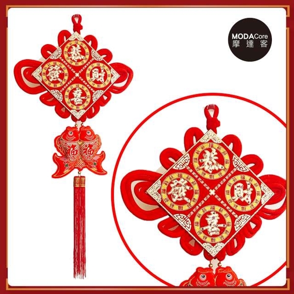 (ModaCore)Modaq Chinese Lunar New Year Lantern Festival velvet gold embroidery Dafu Congratulations knot plate Pisces blessing single string tassel pe