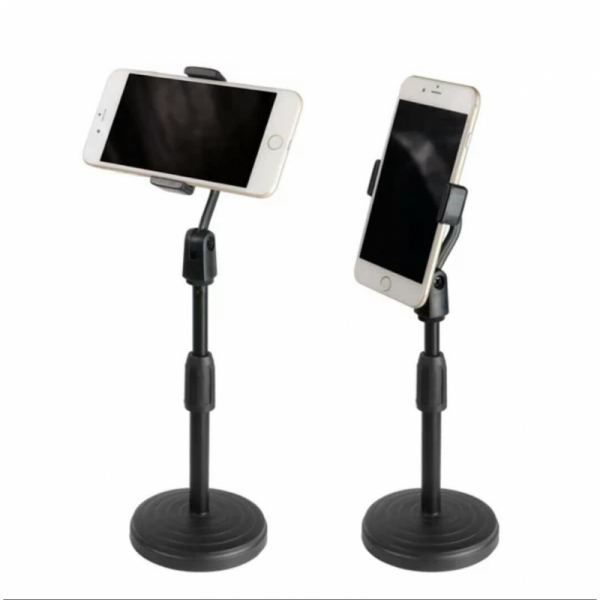 Microphone Mic 3.5mm Studio Stereo Audio Record Video Table Desk Phone Stand Live Stream Selfie Adjustable Phone Holder