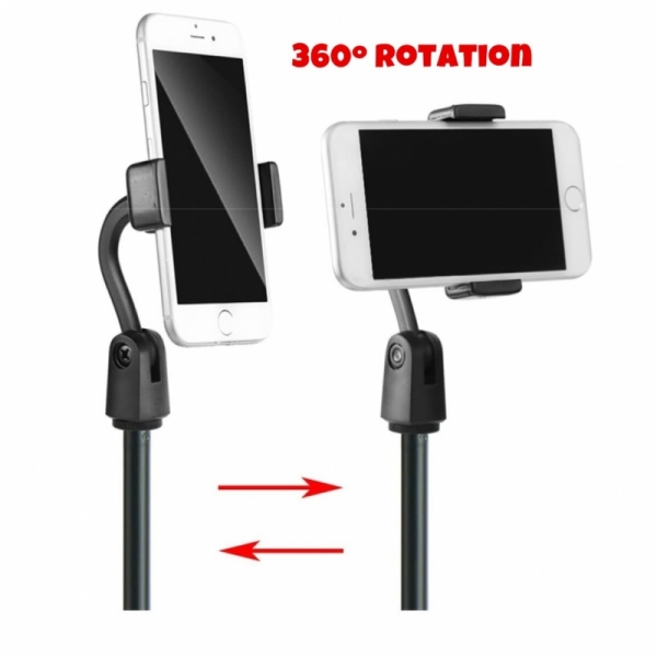 Microphone Mic 3.5mm Studio Stereo Audio Record Video Table Desk Phone Stand Live Stream Selfie Adjustable Phone Holder