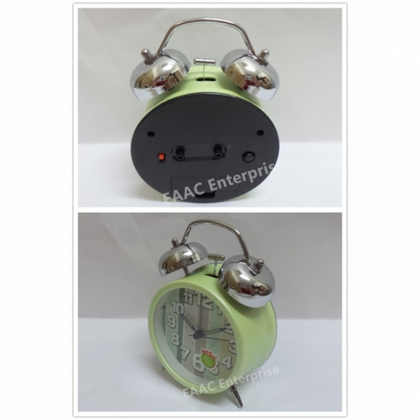 Cute Cartoon Green Twin Bell Alarm Clock for Kids