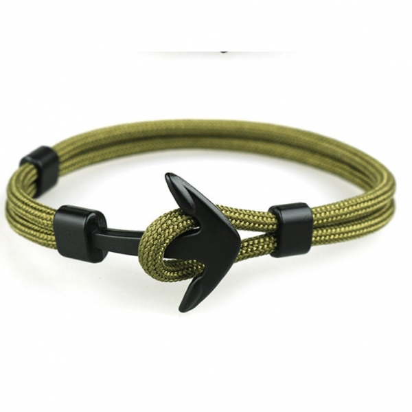 Navy Wind Black Anchor Hand-woven Nylon Fashion Bracelet Men and Women Jewelry